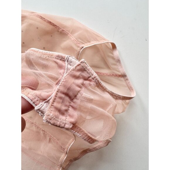 I.D. SARRIERI Light Pink Mesh Swarovski Rhinestone Thong Bodysuit, Size M - Picture 11 of 16